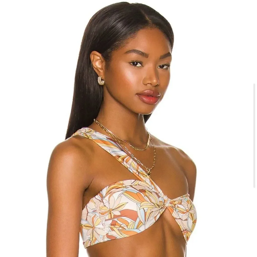 l*space Mick Top in Soulshine Floral (Cream/Orange/Yellow/Blue), Size Small. New